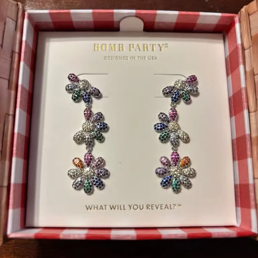 Bomb Party Multicolor Flower Drop Earrings
